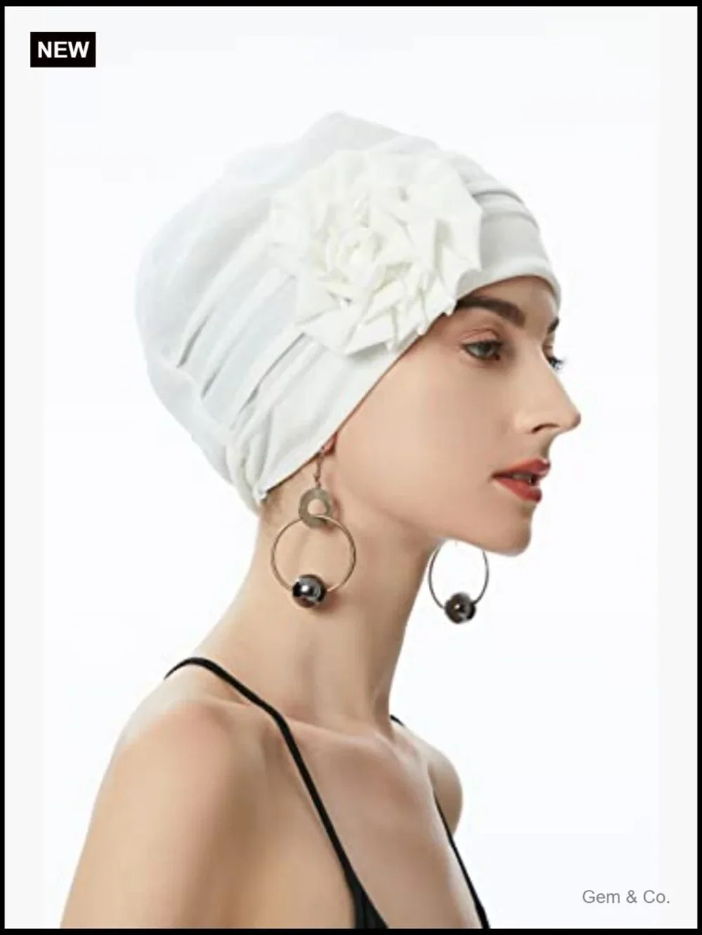 Elastic Stretch Beanie Hat with Flower Chemo Headwear Summer